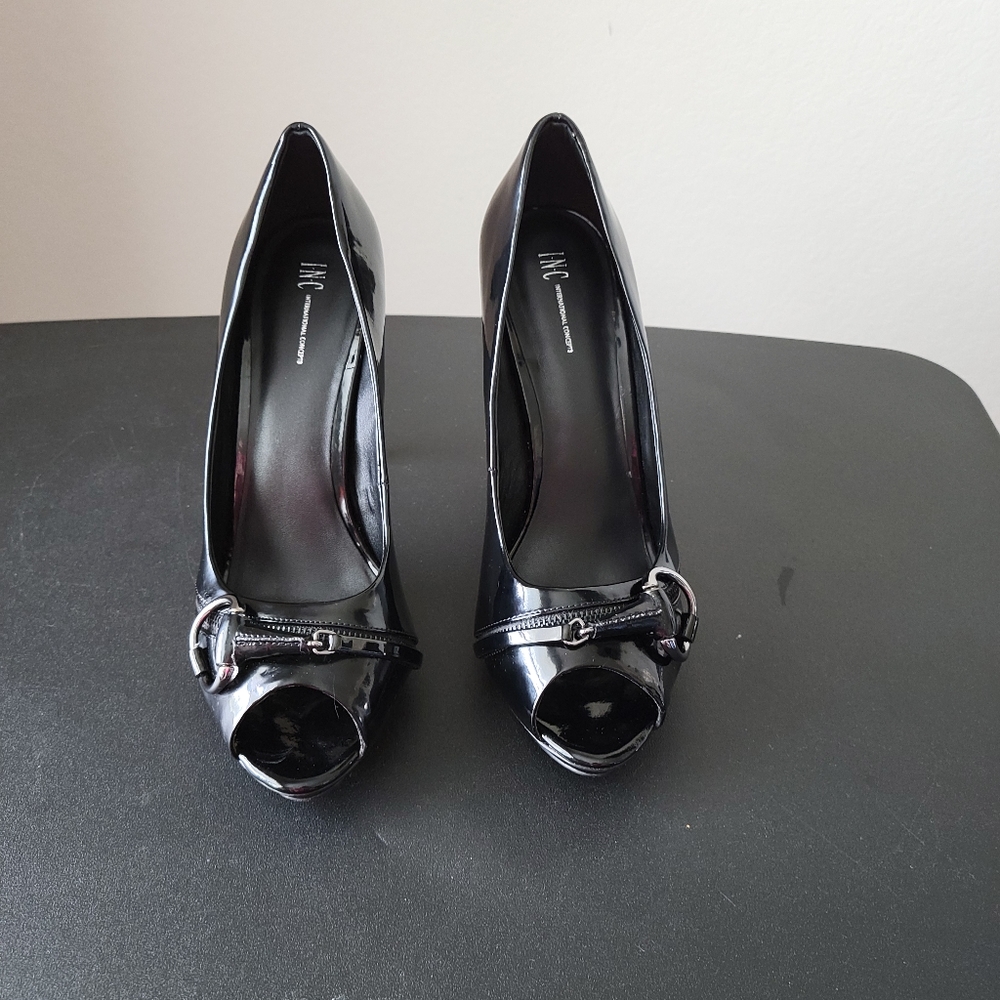 INC black patent leather heels, 9.5
